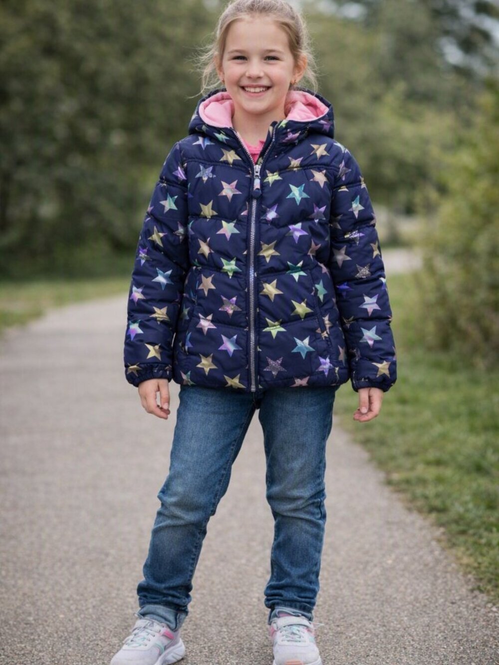 Pink Platinum Hooded Full Zip Puffer Jacket